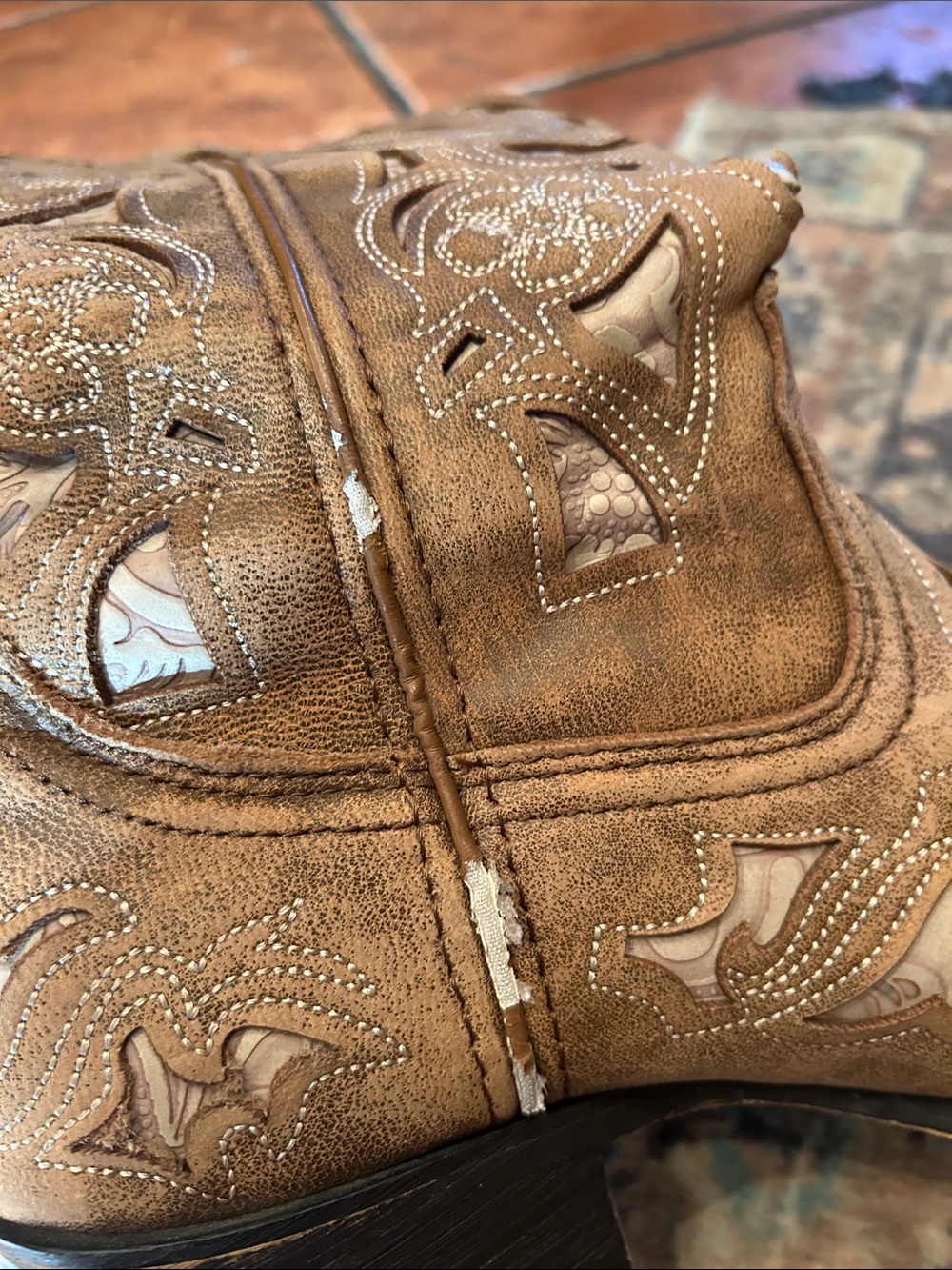 Laredo Women's Tan Embroidered Cutout Western Boots - Picture 11 of 13